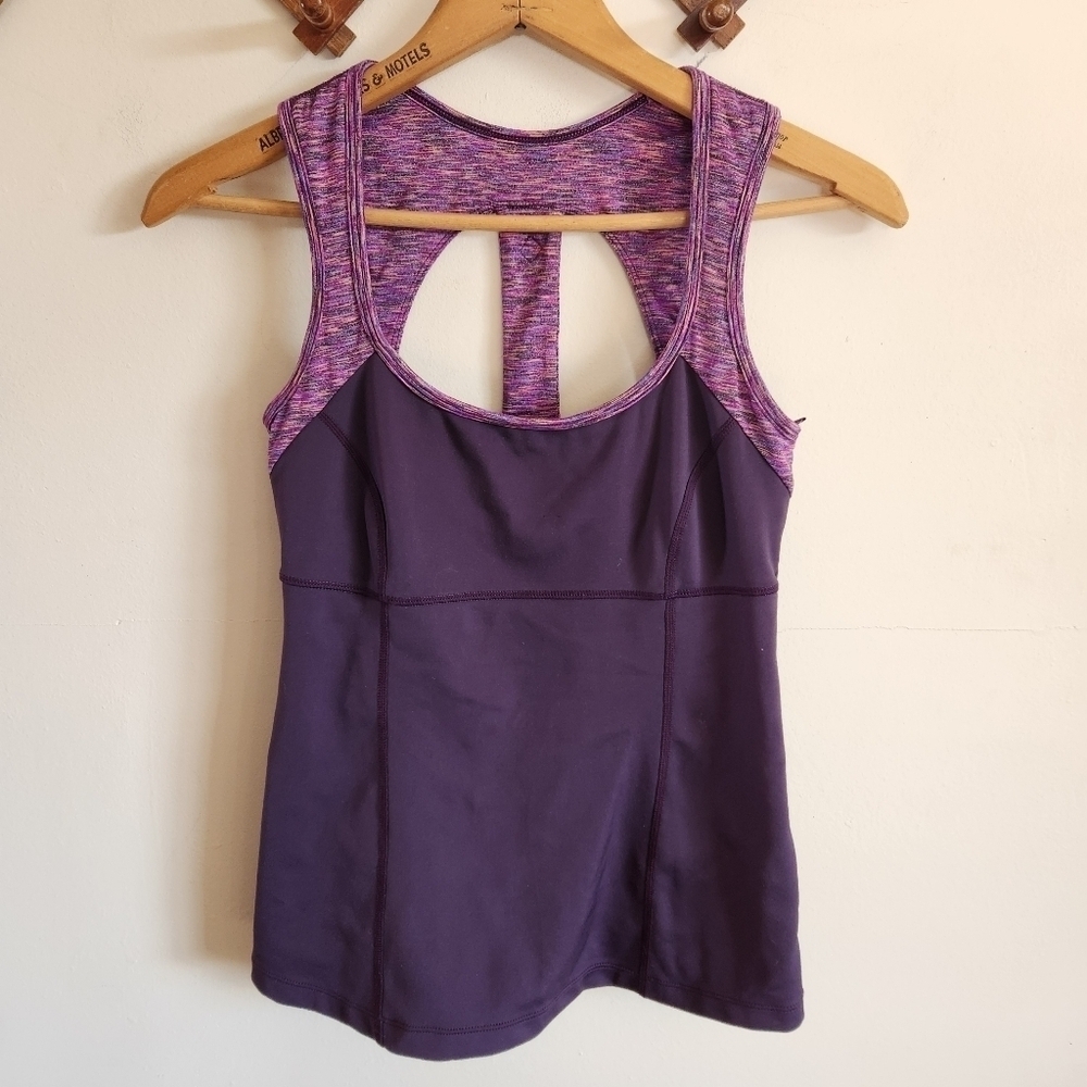 Prana Athletic Tank Top Built in Bra Purple XS Extra Small